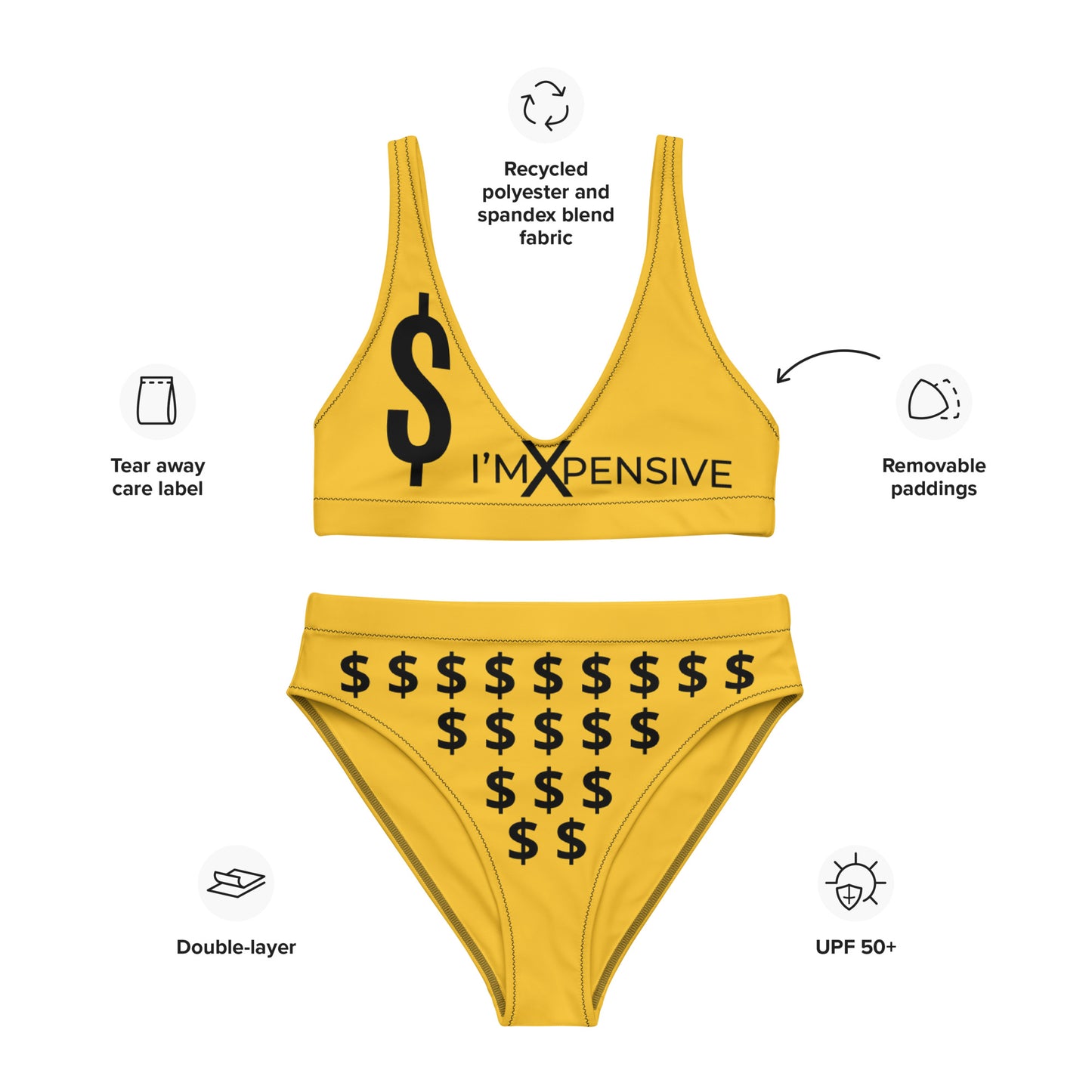 I’m Expensive Dollars Recycled High-Waisted Bikini - Bumble