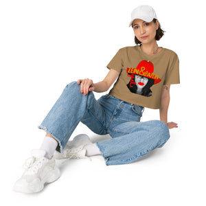 Zen & Paper Girl Red Hat Women's Relaxed Fit Crop Top