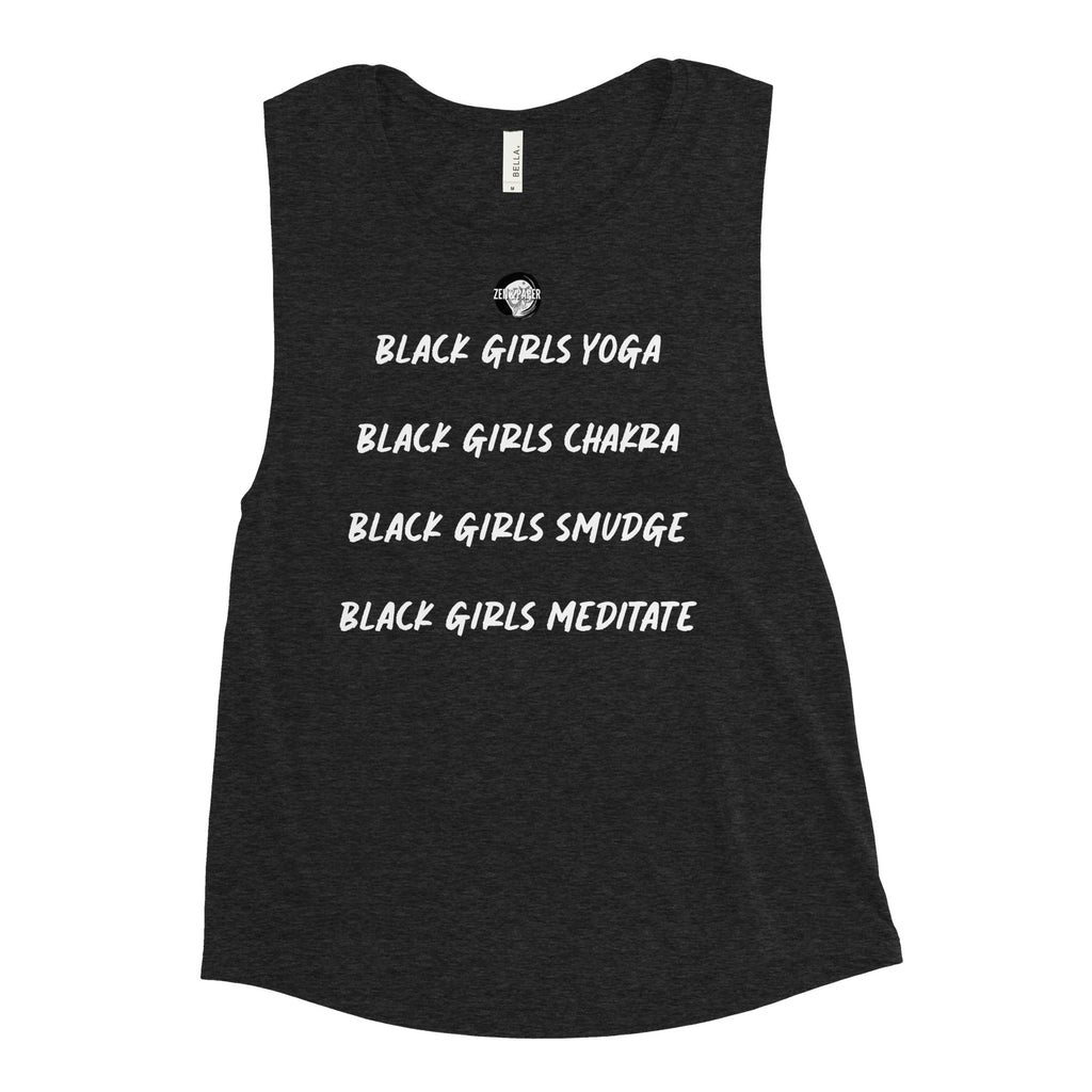 Zen & Paper Girl Black Girls Yoga Ladies’ Muscle Tank - Black