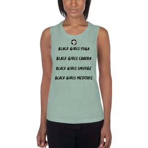 Zen & Paper Girl Black Girls Yoga Ladies’ Muscle Tank