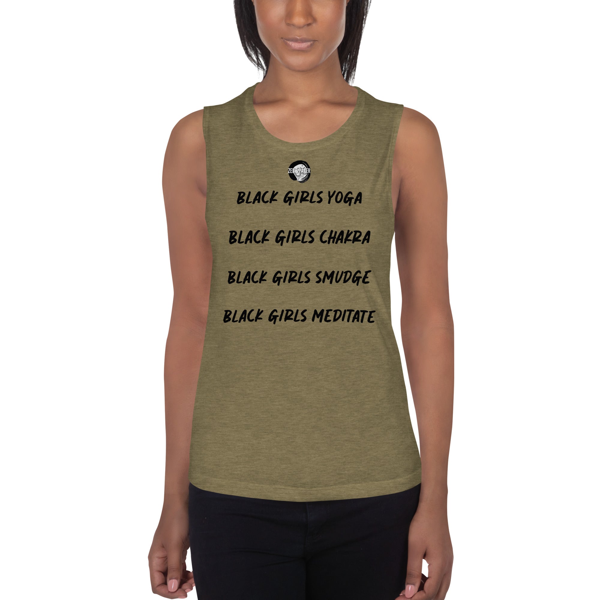 Zen & Paper Girl Black Girls Yoga Ladies’ Muscle Tank