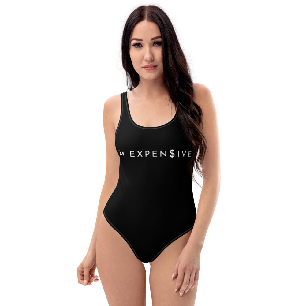 I'm Expensive White Logo One-Piece - Panther Black