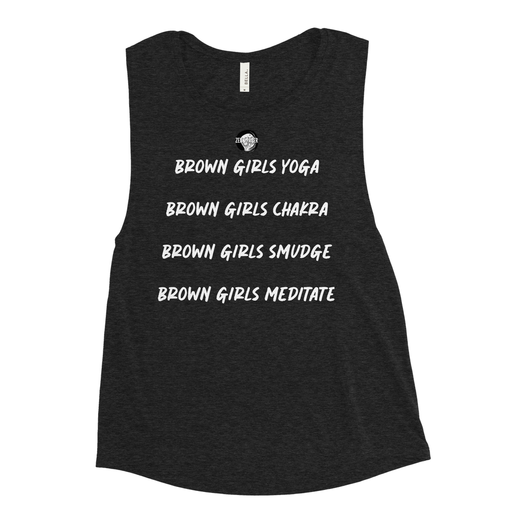 Zen & Paper Girl Brown Girls Yoga Ladies’ Muscle Tank - Black