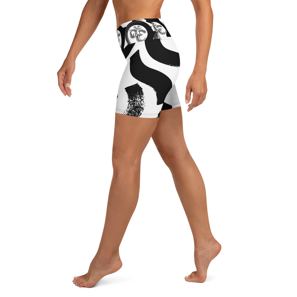 Zen & Paper Girl Black/White Yoga Shorts