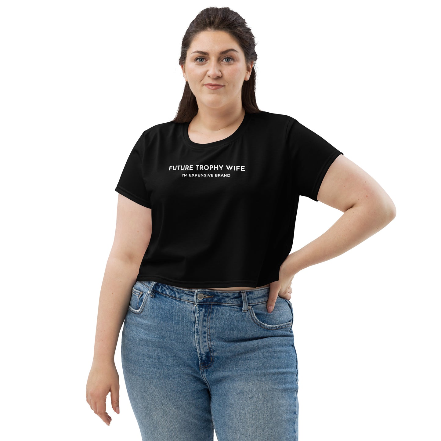I'm Expensive Future Trophy Wife Crop Tee - Black