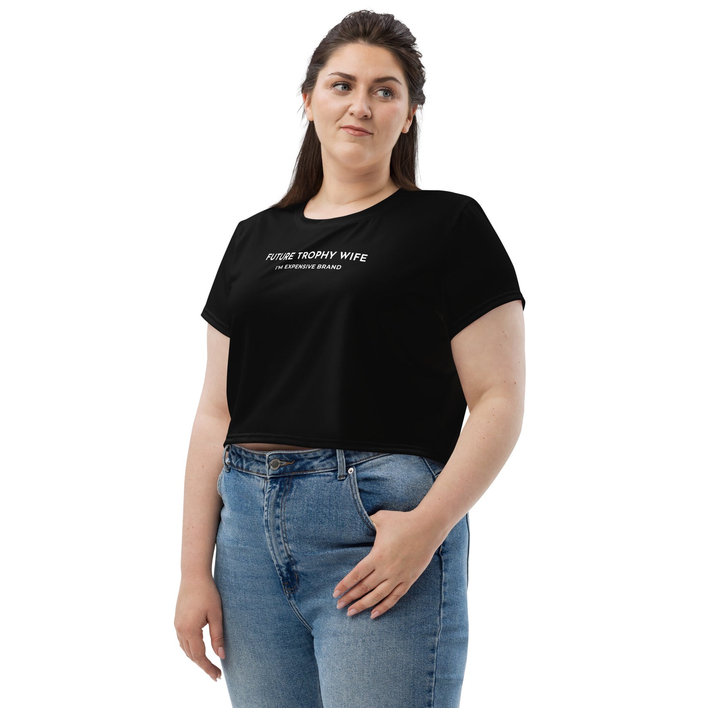 I'm Expensive Future Trophy Wife Crop Tee - Black
