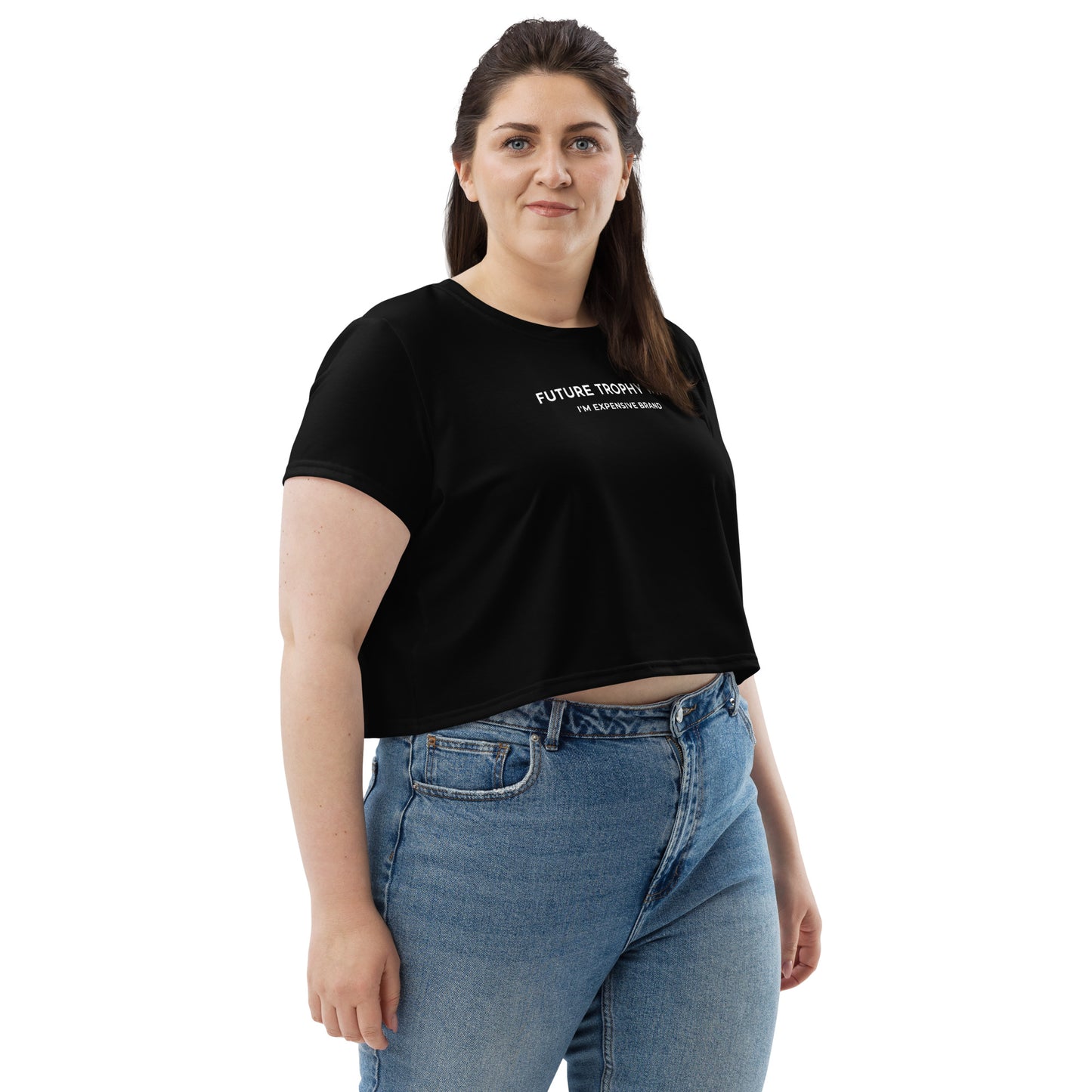 I'm Expensive Future Trophy Wife Crop Tee - Black