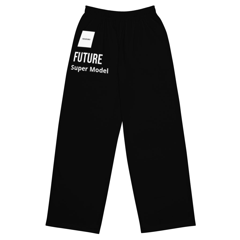 I'm Expensive Super Model  Genderless Wide-Leg Sweatpants - Black