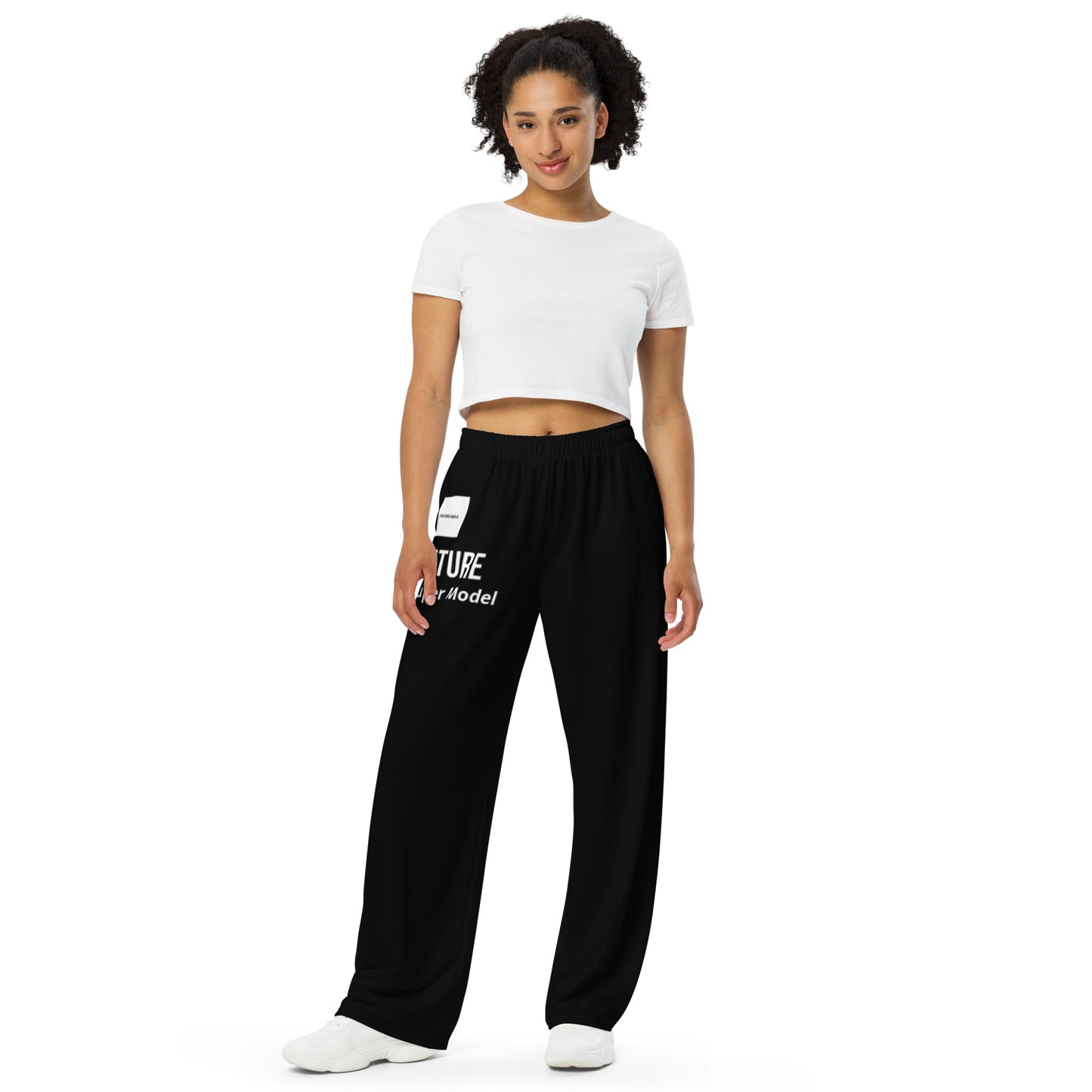I'm Expensive Super Model  Genderless Wide-Leg Sweatpants - Black