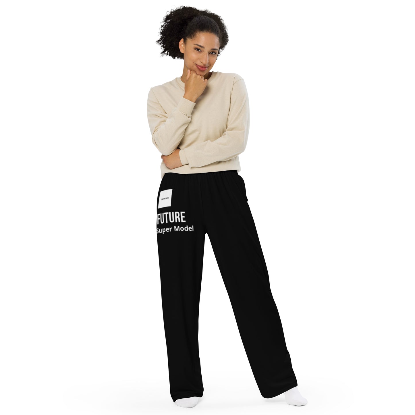 I'm Expensive Super Model  Genderless Wide-Leg Sweatpants - Black