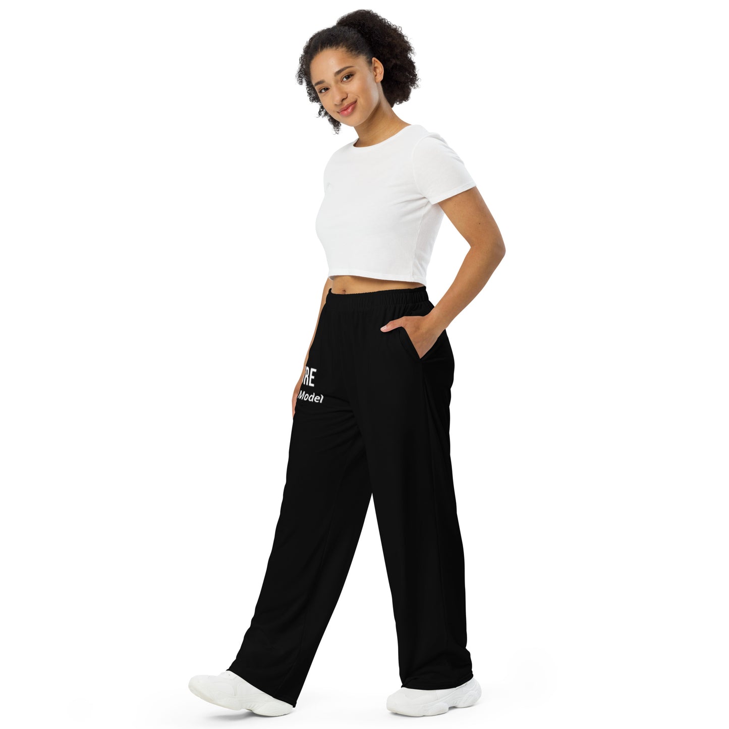 I'm Expensive Super Model  Genderless Wide-Leg Sweatpants - Black