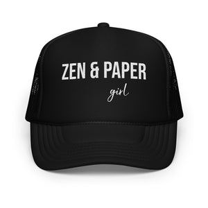 Zen & Paper Girl All-Black Foam Trucker Hat