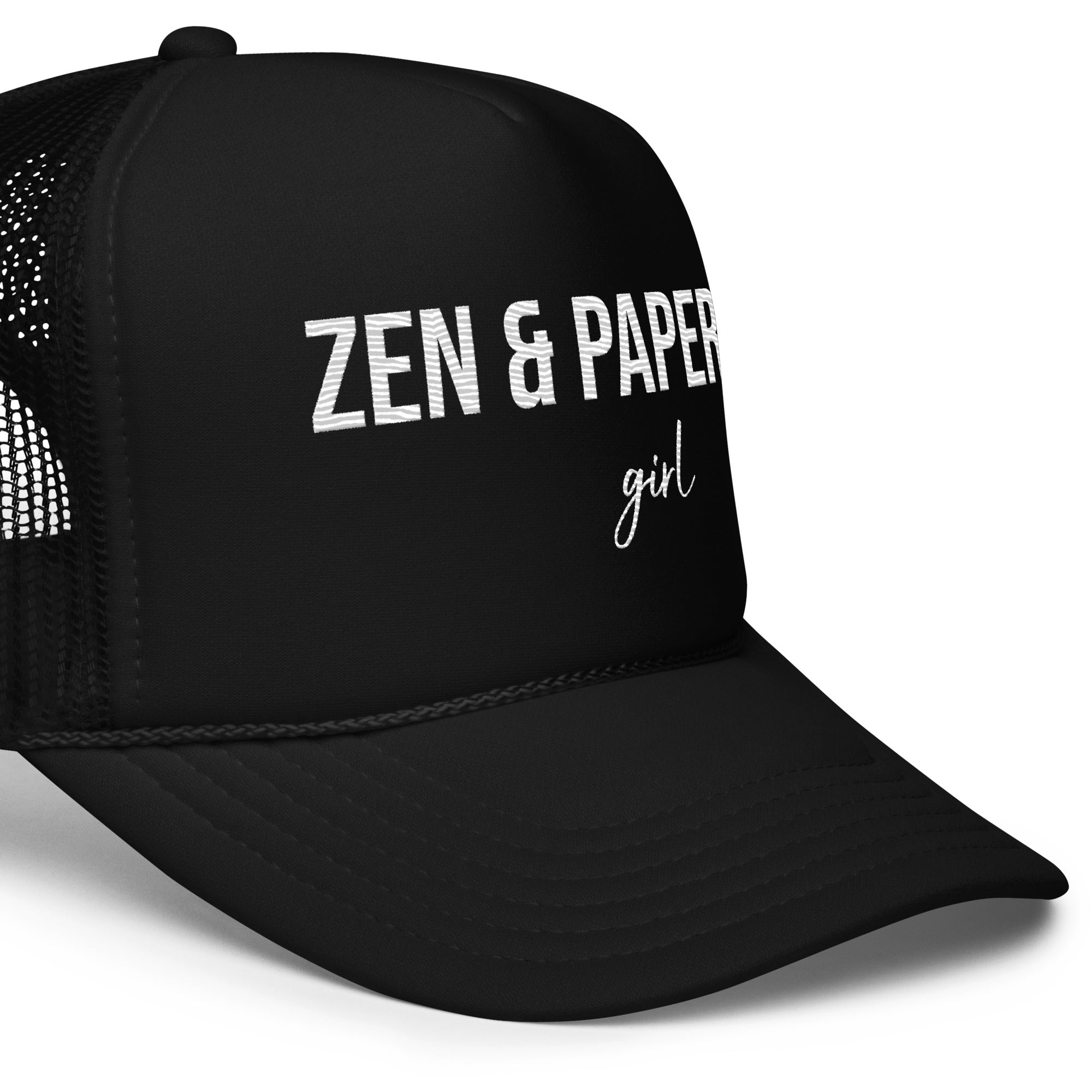 Zen & Paper Girl All-Black Foam Trucker Hat