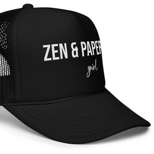 Zen & Paper Girl All-Black Foam Trucker Hat