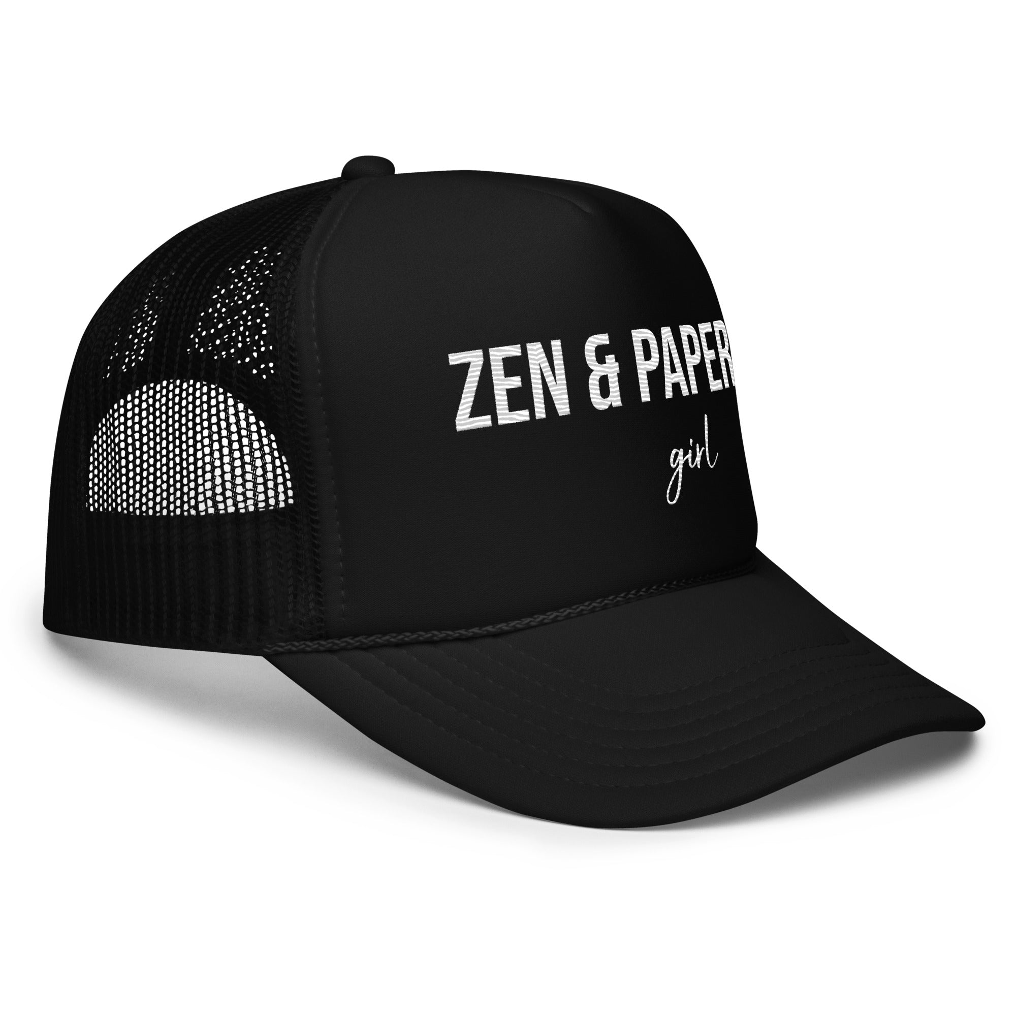 Zen & Paper Girl All-Black Foam Trucker Hat