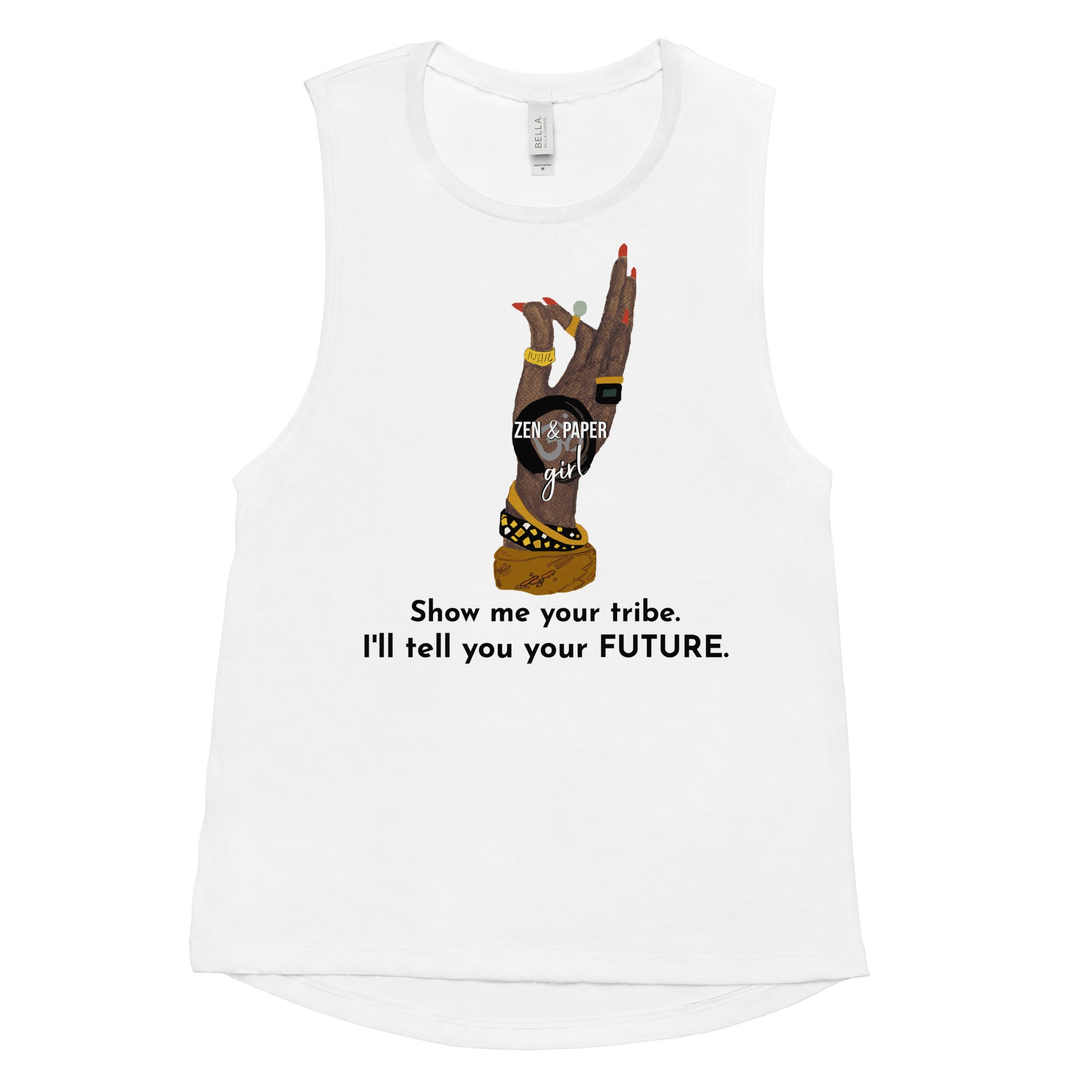 Zen & Paper Girl Future Ladies’ Muscle Tank - Black Print