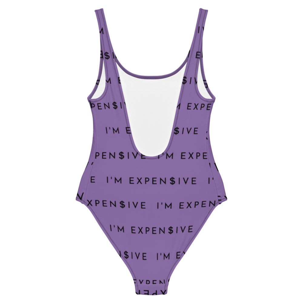 I'm Expensive Black Multi-Print One-Piece - Sip Purple