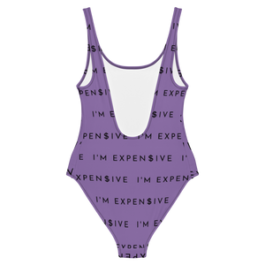 I'm Expensive Black Multi-Print One-Piece - Sip Purple