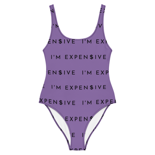 I'm Expensive Black Multi-Print One-Piece - Sip Purple