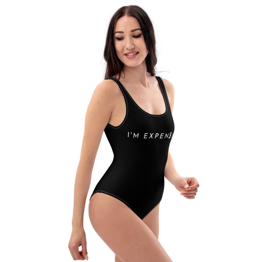 I'm Expensive White Logo One-Piece - Panther Black